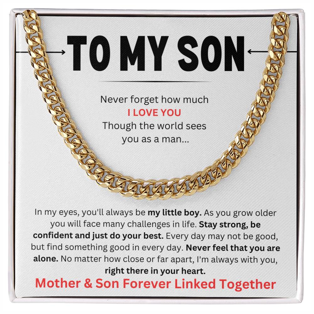 To My Son | Mother & Son Forever Linked Together Cuban Link Chain
