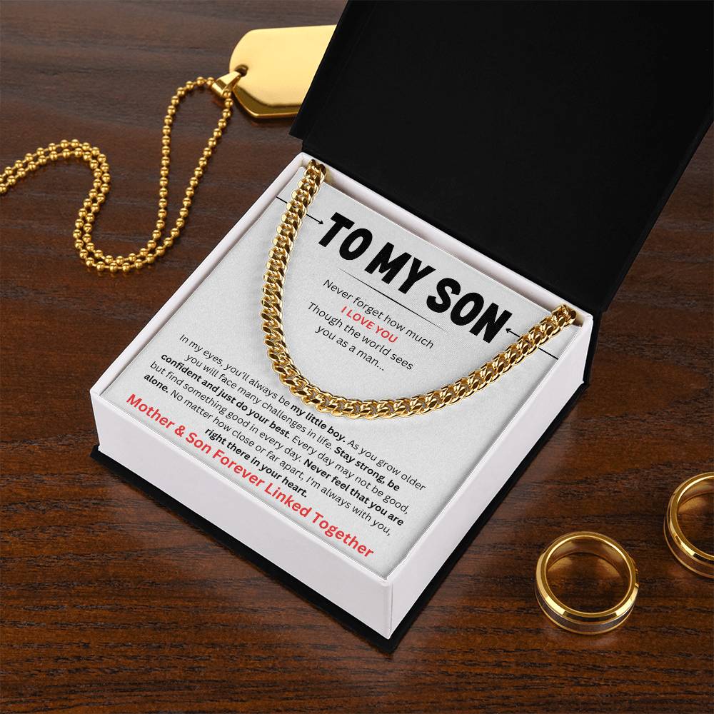 To My Son | Mother & Son Forever Linked Together Cuban Link Chain