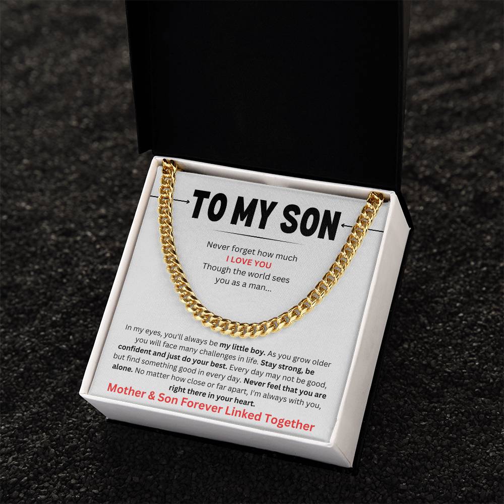 To My Son | Mother & Son Forever Linked Together Cuban Link Chain