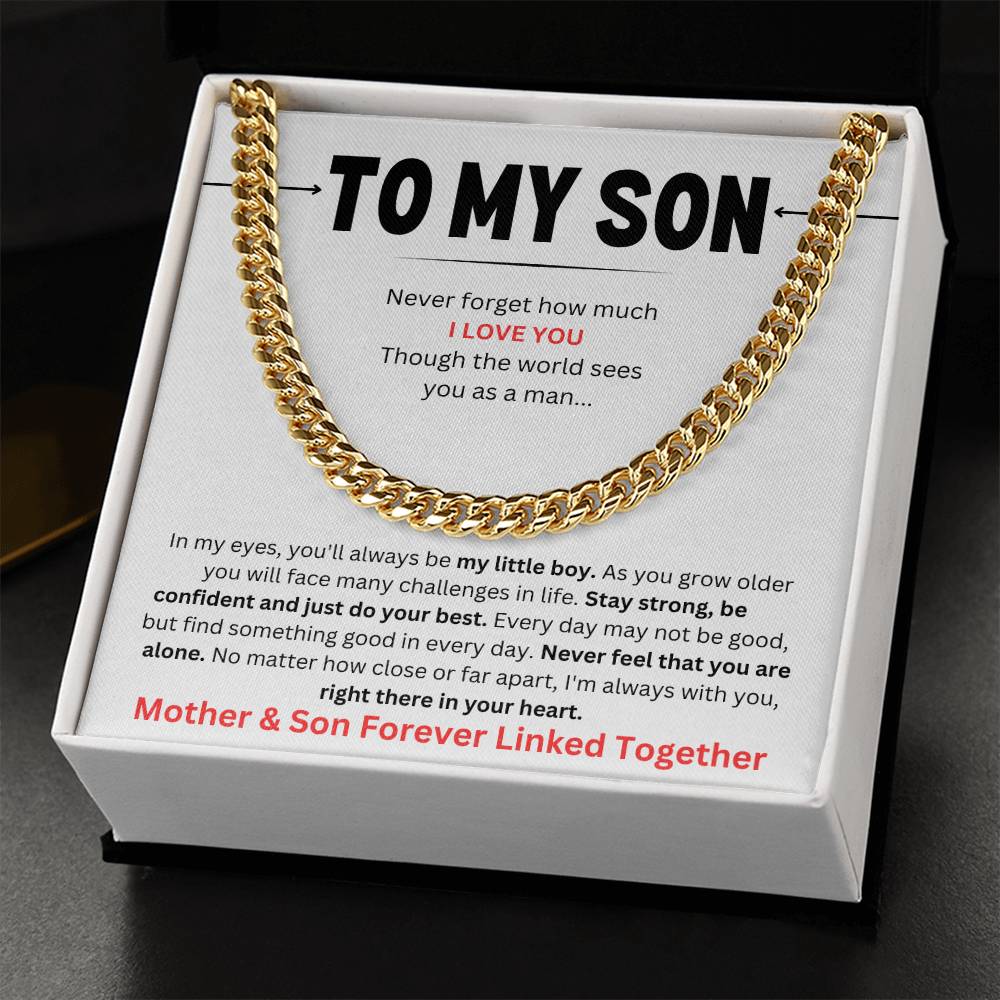 To My Son | Mother & Son Forever Linked Together Cuban Link Chain