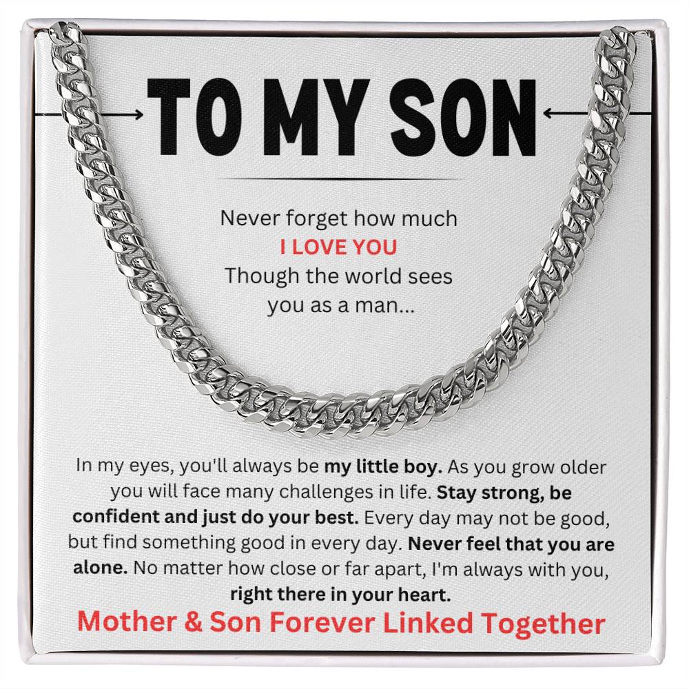 To My Son | Mother & Son Forever Linked Together Cuban Link Chain
