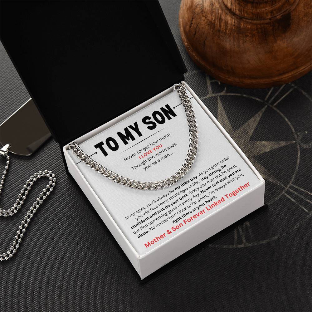 To My Son | Mother & Son Forever Linked Together Cuban Link Chain