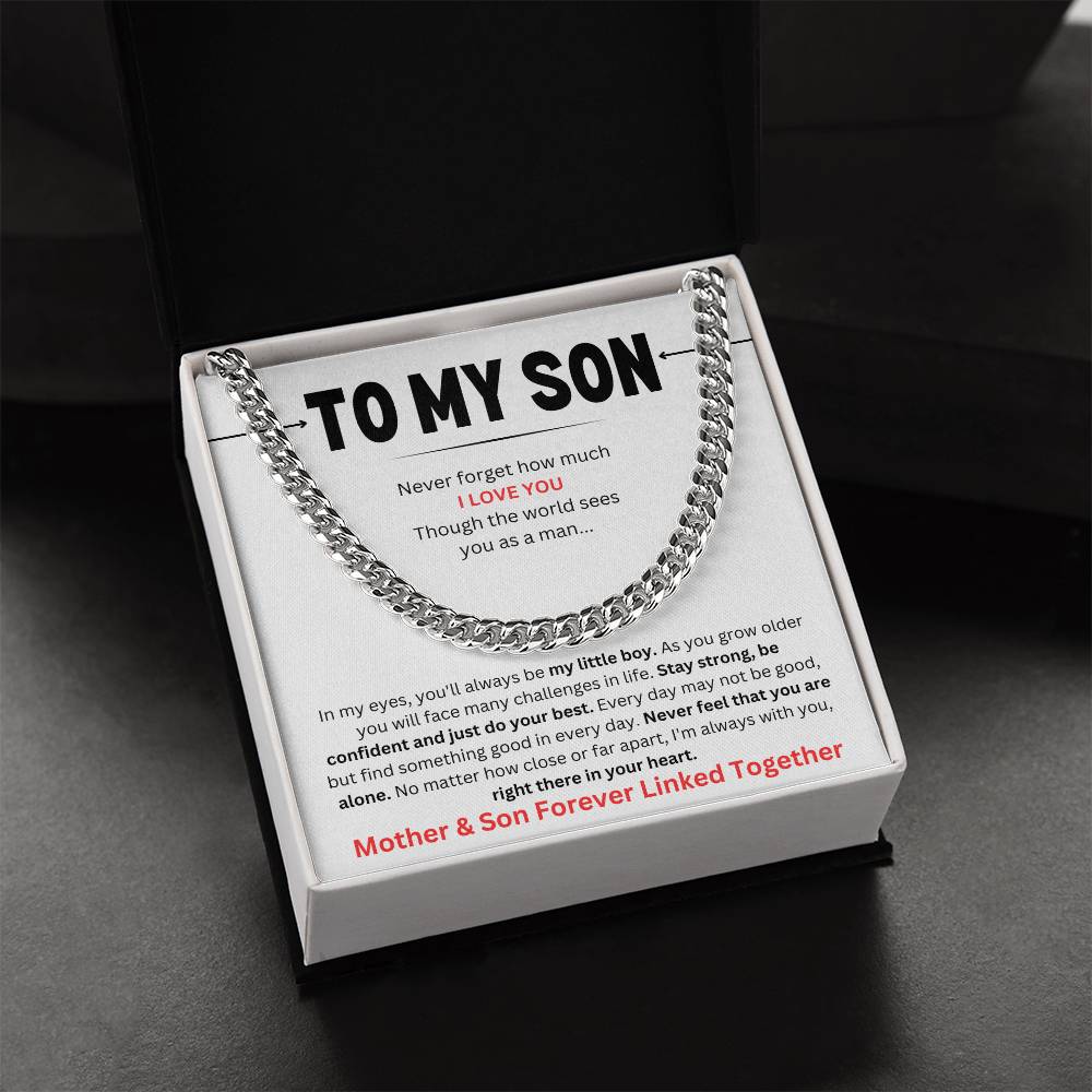 To My Son | Mother & Son Forever Linked Together Cuban Link Chain