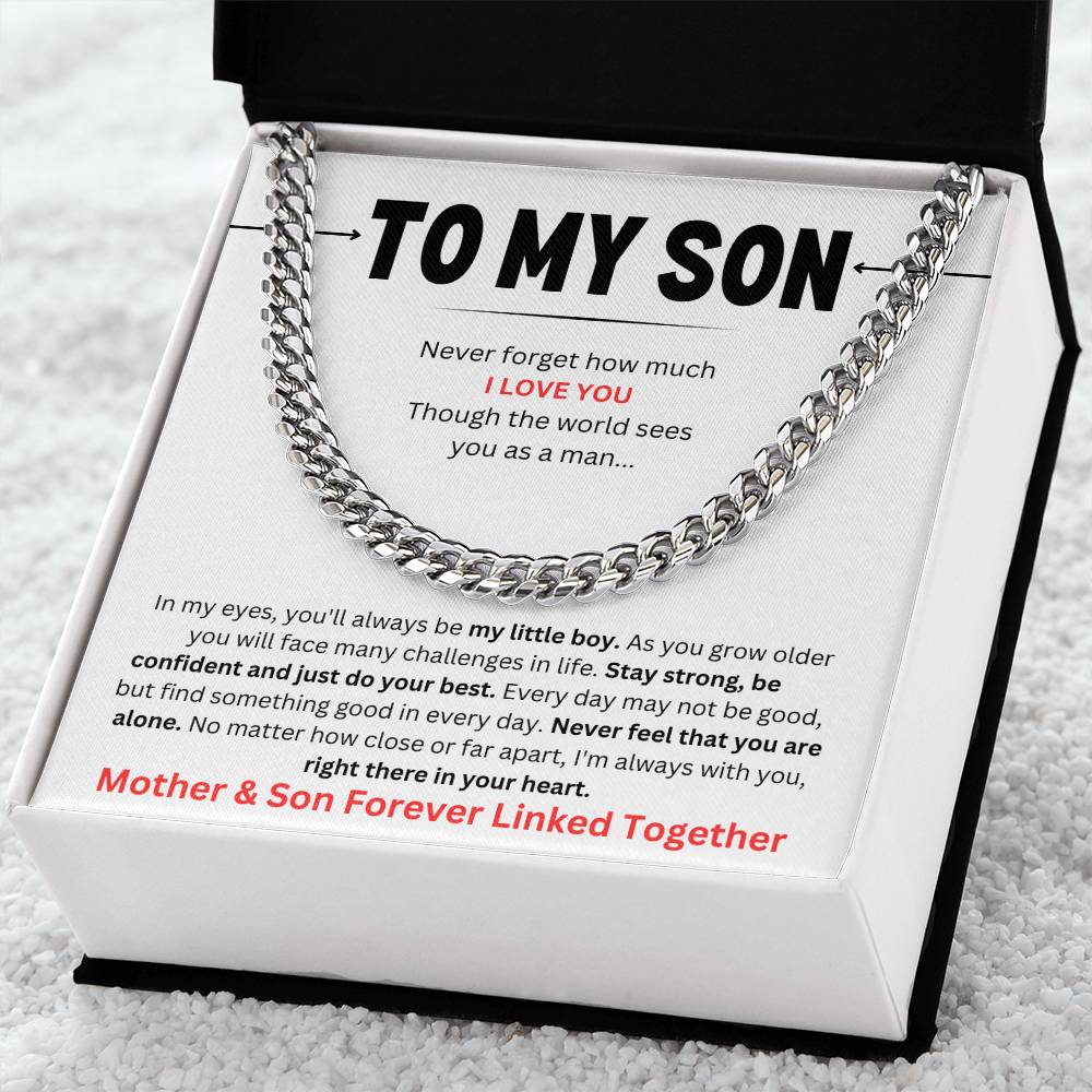 To My Son | Mother & Son Forever Linked Together Cuban Link Chain