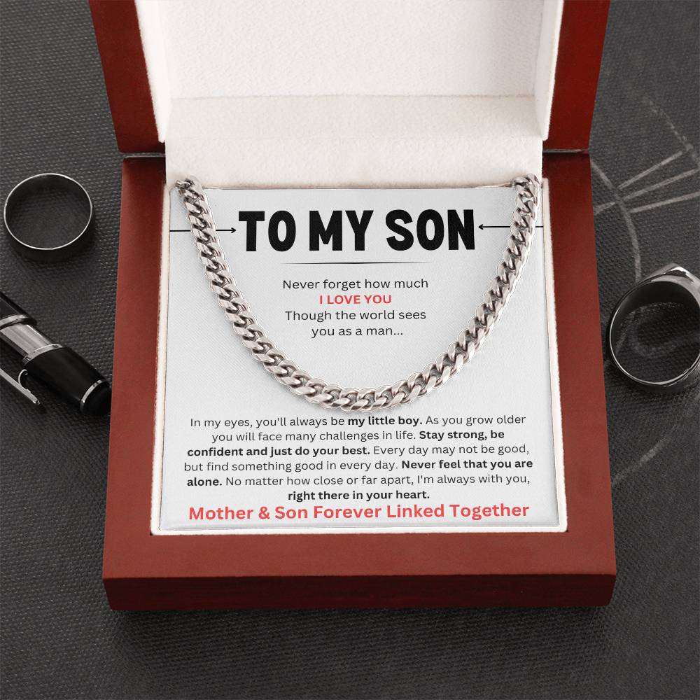 To My Son | Mother & Son Forever Linked Together Cuban Link Chain