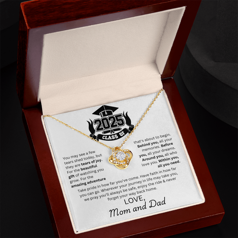 The Beautiful Gift of Watching You Grow l Knot Necklace l Mom and Dad White