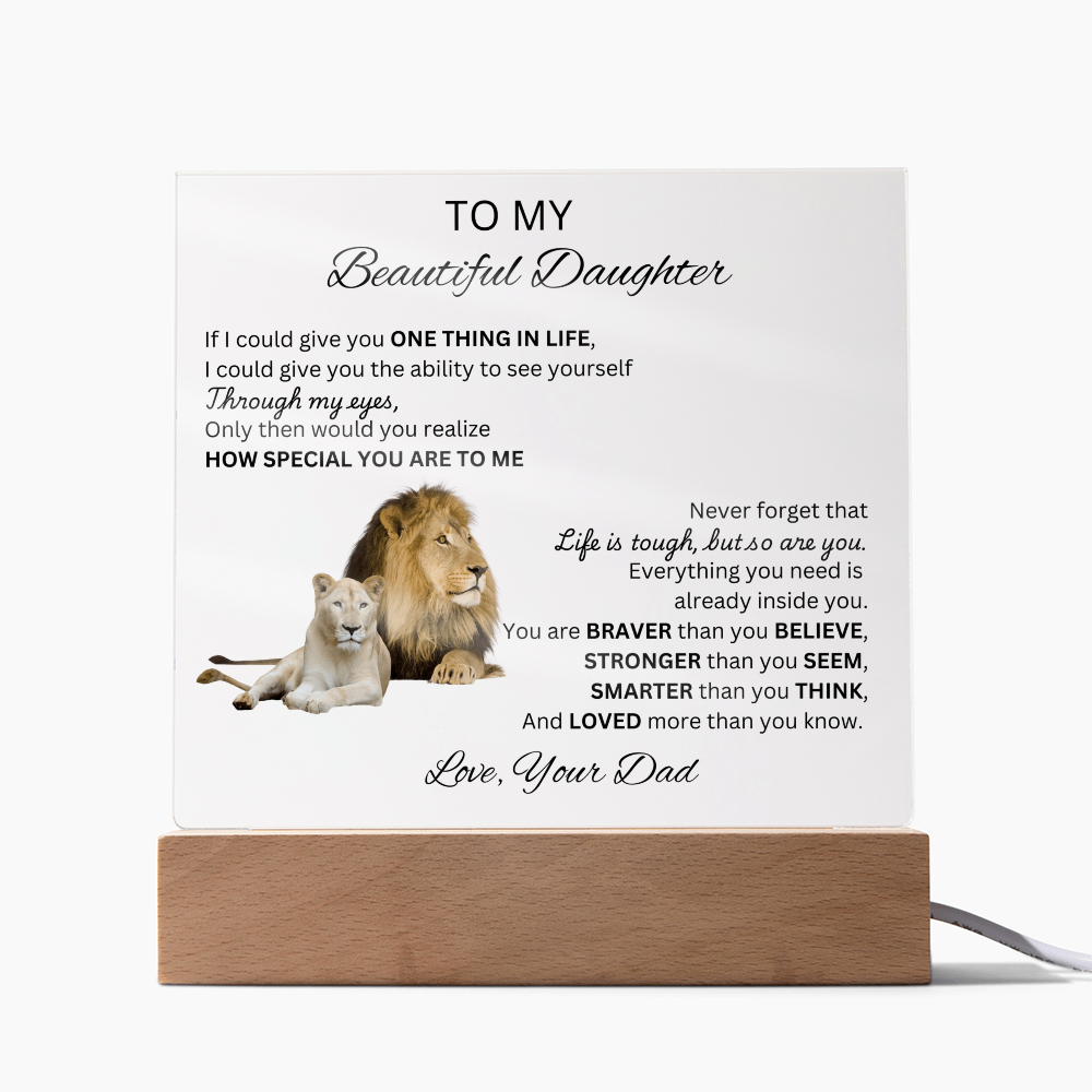 To My Daughter | As You Grow Older | Square Acrylic Plaque Lion