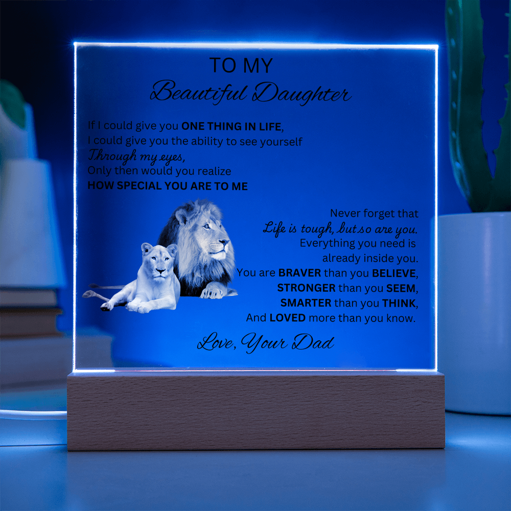 To My Daughter | As You Grow Older | Square Acrylic Plaque Lion