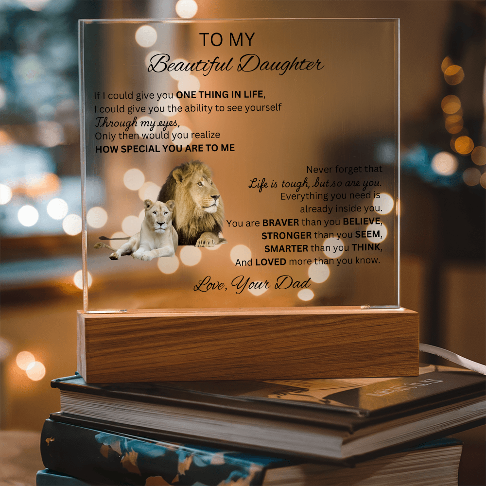 To My Daughter | As You Grow Older | Square Acrylic Plaque Lion