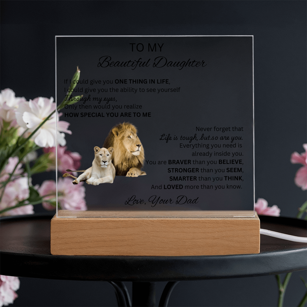 To My Daughter | As You Grow Older | Square Acrylic Plaque Lion