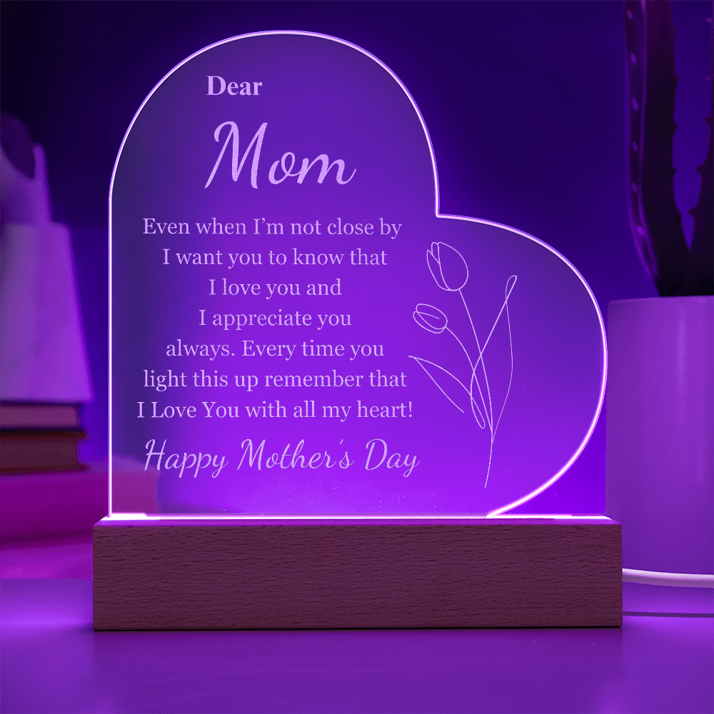 Happy Mother's Day l Dear Mom l Acrylic l Engraved l LED