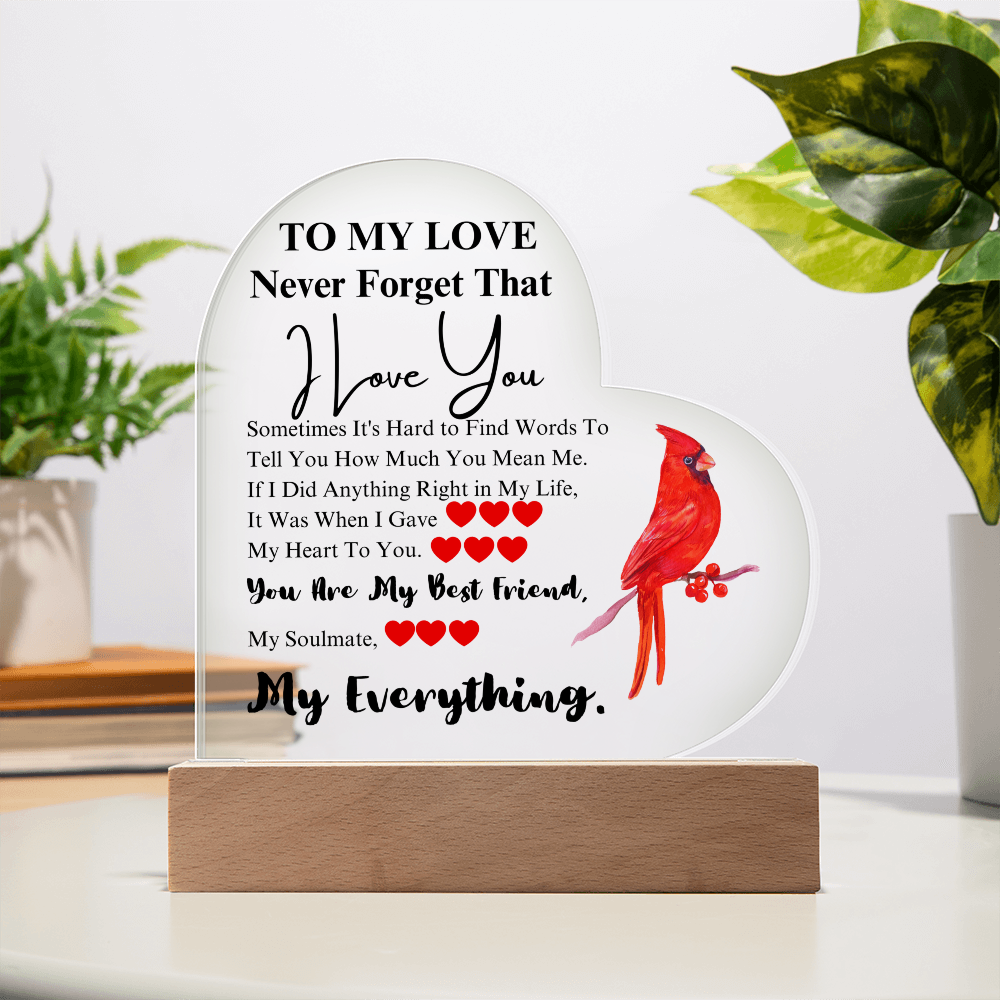 To My Love My Everything l Heart Shaped Acrylic l LED