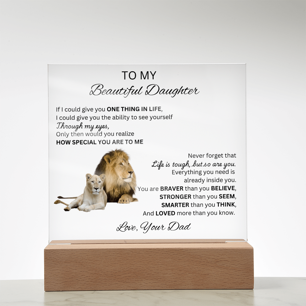 To My Daughter | As You Grow Older | Square Acrylic Plaque Lion