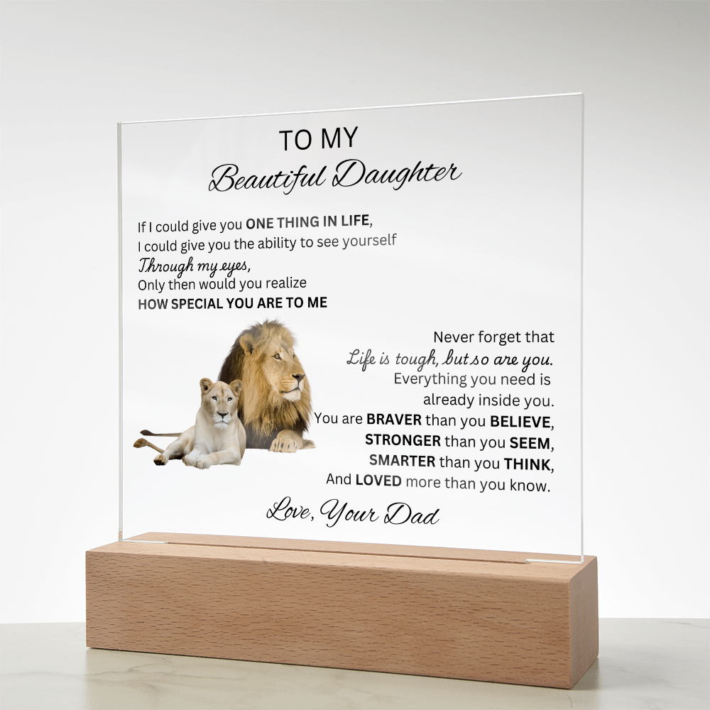 To My Daughter | As You Grow Older | Square Acrylic Plaque Lion