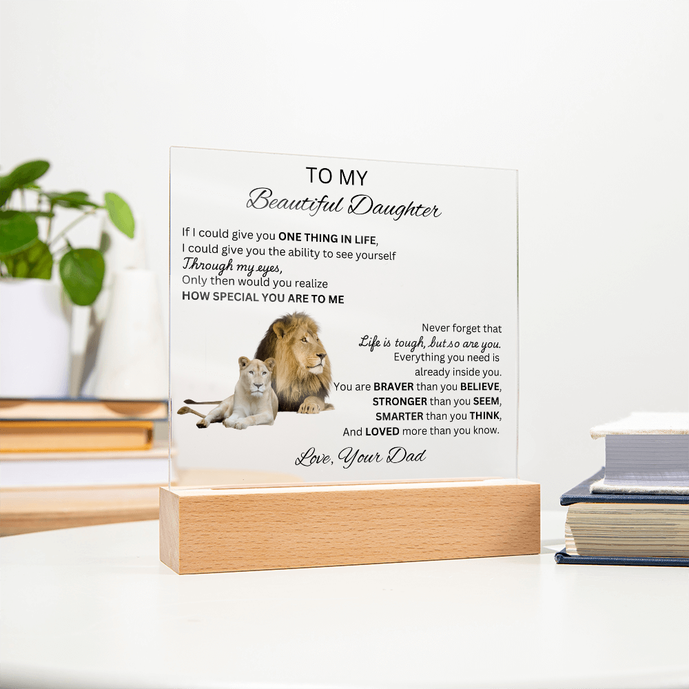 To My Daughter | As You Grow Older | Square Acrylic Plaque Lion
