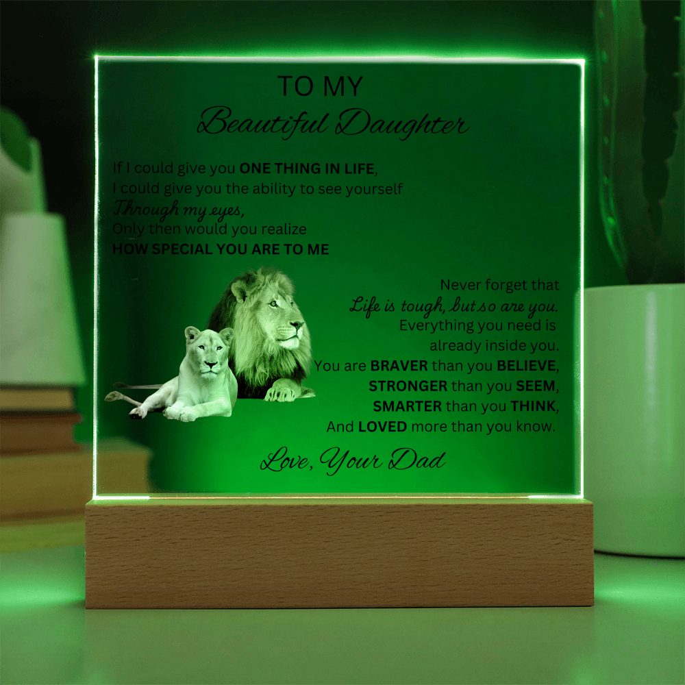 To My Daughter | As You Grow Older | Square Acrylic Plaque Lion