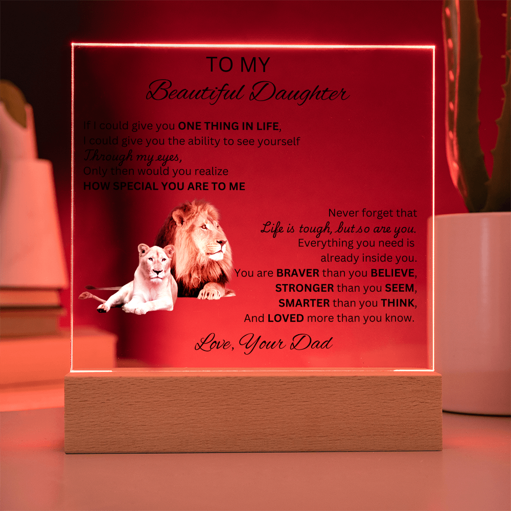 To My Daughter | As You Grow Older | Square Acrylic Plaque Lion