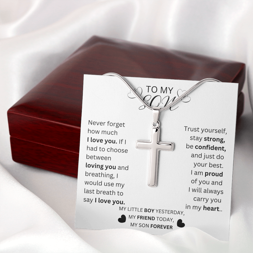To My Son | Never Forget | Chain With Artisan Cross