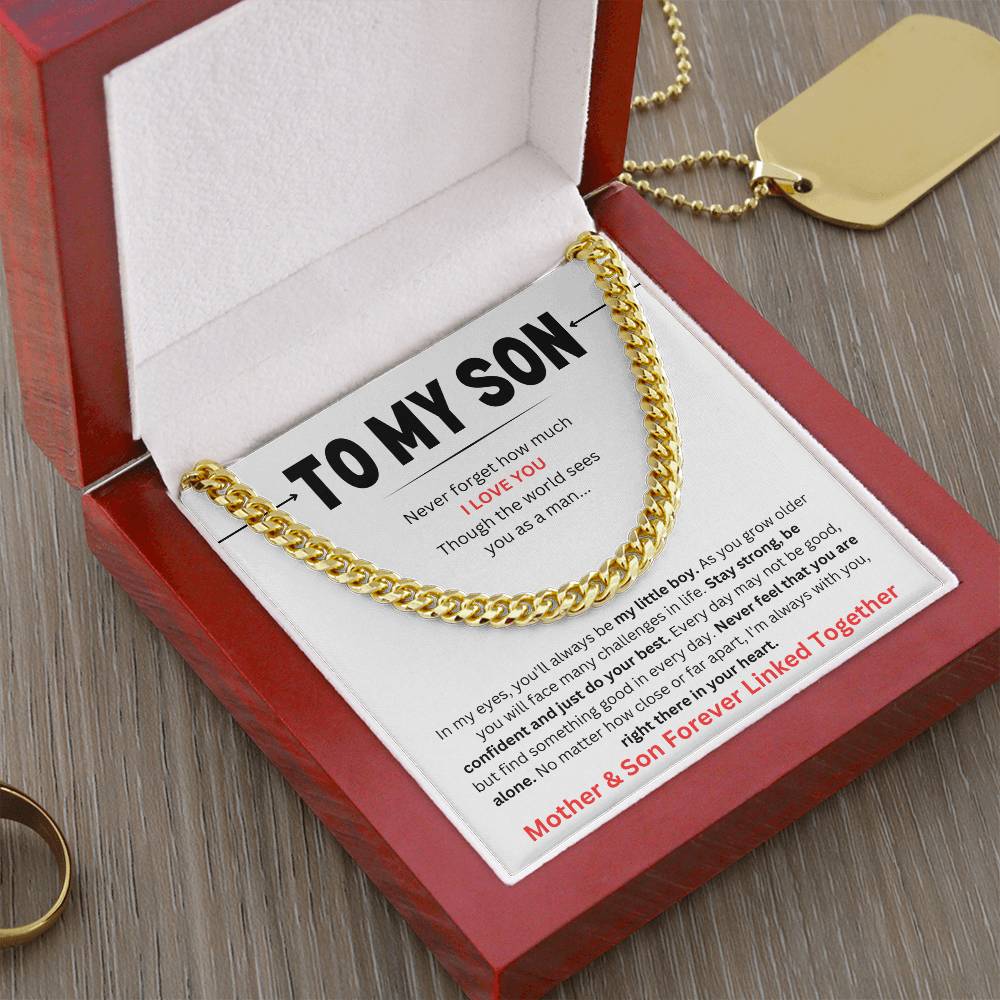 To My Son | Mother & Son Forever Linked Together Cuban Link Chain